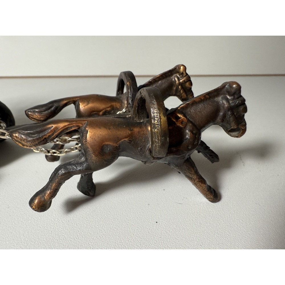 Vintage Cast Bronze Warrior Chariot Figurine Sculpture Horses Classical Scene - Picture 7 of 10
